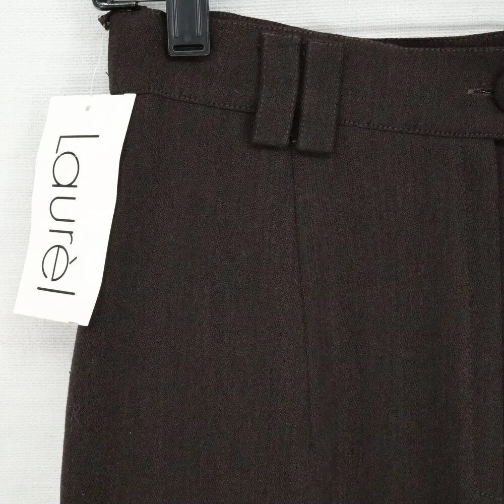 Laurel Escada Skirt Womens 8 Dark Brown Wool Pencil Lined Back Zip Vintage New